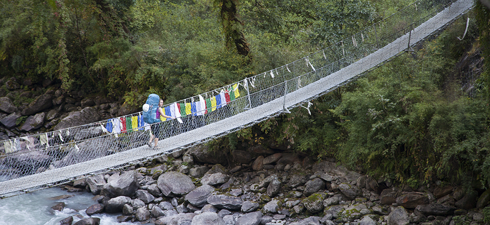 Bridge Crossing Rolwaling Valley, Nepal