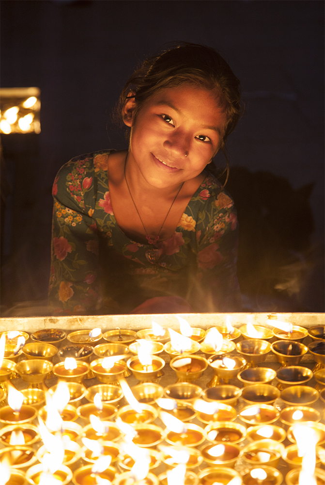 Candle Girl in Kathmandu, Nepal