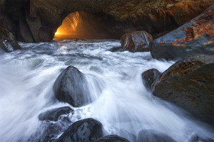 Ocean Cave, Enlightened, Light, Crashing Waves, Crashing Wave, Kiwanda, Tillamook, Pacific City